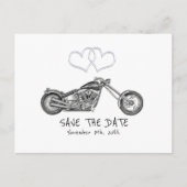 Motorfiets & Zilveren Harten Biker Save The Date Aankondigingskaart (Voorkant)