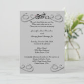 Motorfiets & Zilveren Wervels Huwelijksuitnodiging Kaart (Staand voorkant)