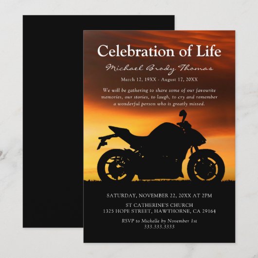 Motorfiets zonsondergang | Feest van het leven Kaart (Voorkant / Achterkant)