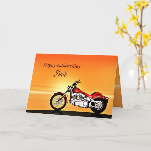 Motorfiets zonsondergang Vaderdag kaart (Gele Bloem)