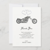 Motorfiets Zwart & Zilveren Harten Biker Dank u Kaart (Voorkant)
