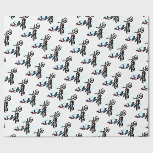 motorfietsbiker acrobatic sport cadeaupapier (Vlak)