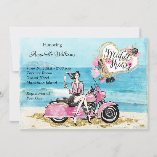 Motorfietsbridal Shower Invitation Kaart (Voorkant)