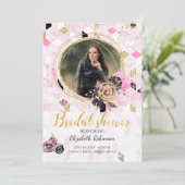 Motorfietsbridal Shower Invitation Kaart (Staand voorkant)