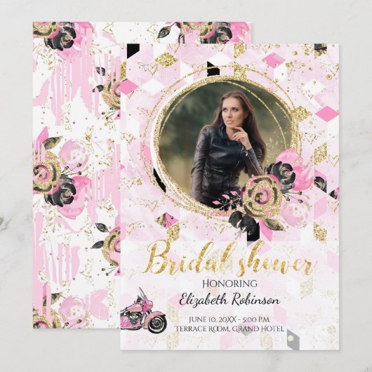 Motorfietsbridal Shower Invitation Kaart (Voorkant / Achterkant)