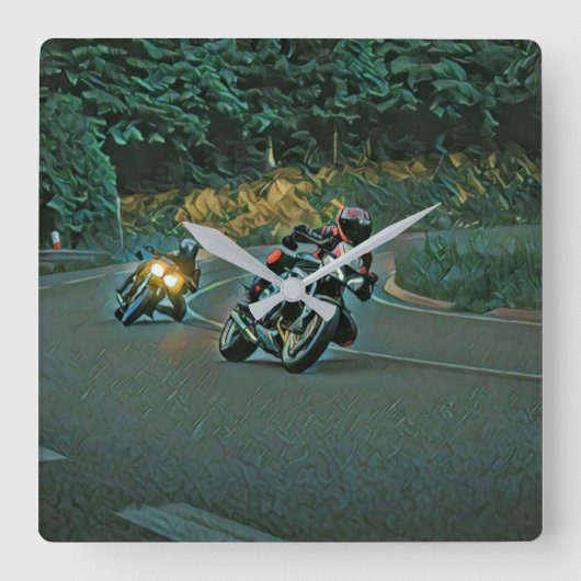 Motorfietscadeau Vierkante Klok (Voorkant)
