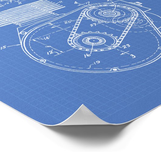 Motorfietsen 1943 Patent Art Blueprint Poster (Hoek)