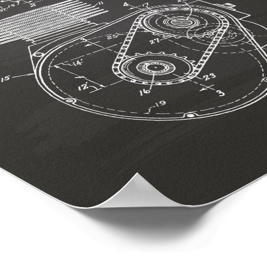 Motorfietsen 1943 Patent Art Chalkboard Poster (Hoek)