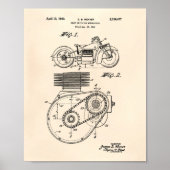 Motorfietsen 1943 Patent Art Old Peper Poster (Voorkant)