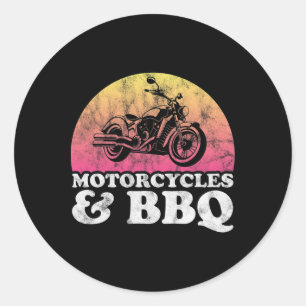 Motorfietsen en barbecue motorfietsen en BBQ Ronde Sticker
