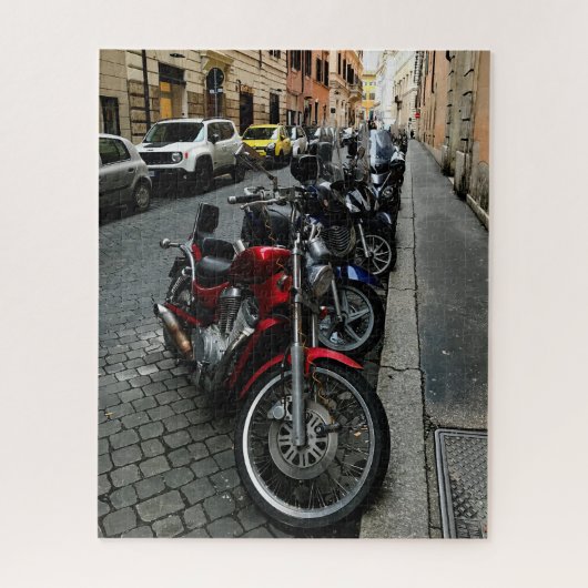 Motorfietsen geparkeerd langs een straat in Rome, Legpuzzel (Verticaal)