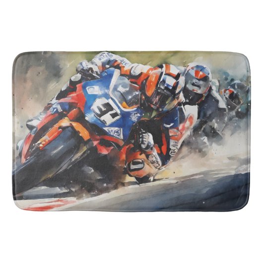 Motorfietsen, high-speed bochten actie badmat (Voorkant)