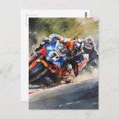 Motorfietsen, high-speed bochten actie briefkaart (Voorkant / Achterkant)