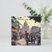 Motorfietsen in het centrum van Kolkata, India (Staand voorkant)