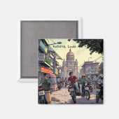 Motorfietsen in het centrum van Kolkata, India Magneet (Voorkant / Achterkant)