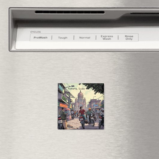 Motorfietsen in het centrum van Kolkata, India Magneet (Insitu (Vaatwasser))