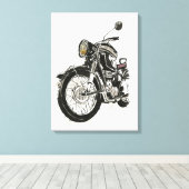 Motorfietsen in inkt IV Canvas Afdruk (Insitu (Houten vloer))