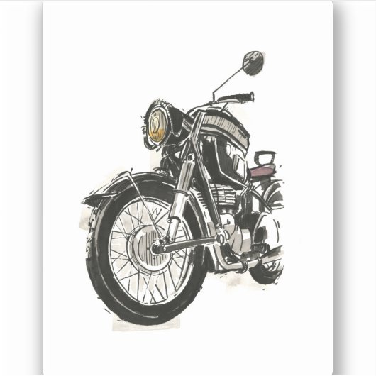 Motorfietsen in inkt IV Sticker (Voorkant)