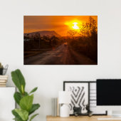 Motorfietsen in zonsondergang poster (Thuiskantoor)
