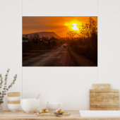 Motorfietsen in zonsondergang poster (Keuken)
