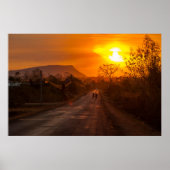 Motorfietsen in zonsondergang poster (Voorkant)