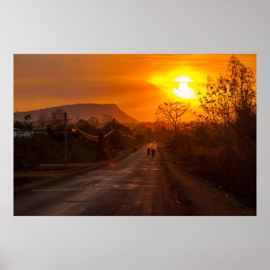 Motorfietsen in zonsondergang poster (Voorkant)