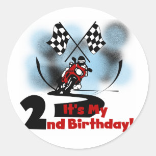 Motorfietsen met 2e verjaardag overhemden en cadea ronde sticker