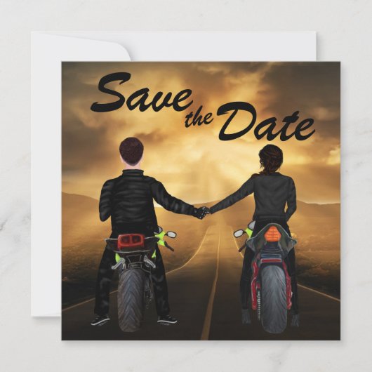 Motorfietsen met dubbele sturing Magical Sunset We Save The Date (Voorkant)