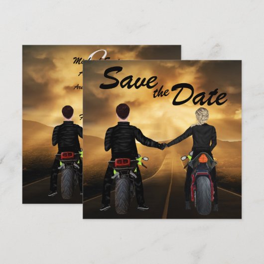 Motorfietsen met dubbele sturing Magical Sunset We Save The Date (Voorkant / Achterkant)