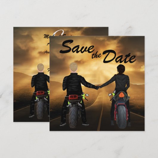 Motorfietsen met dubbele sturing Magical Sunset We Save The Date (Voorkant / Achterkant)