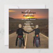 Motorfietsen met een paar regels op het Sunset Wed Save The Date (Achterkant)
