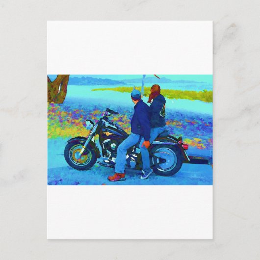 Motorfietsen op de beacg briefkaart (Voorkant)