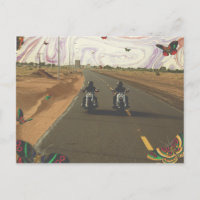 Motorfietsen op weg marmer verf lucht collage