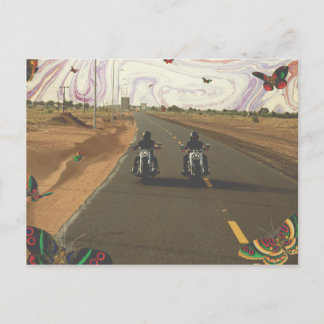 Motorfietsen op weg marmer verf lucht collage briefkaart