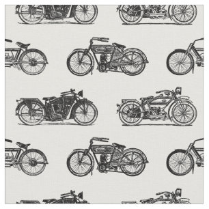 motorfietsen Patroon oude motorfiets Kunst B&W Stof
