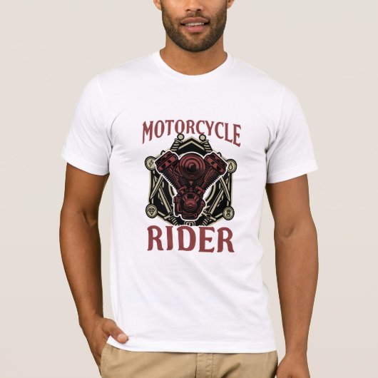 Motorfietsen Rider Bike Engine Tekst T-shirt (Voorkant)