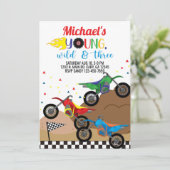 Motorfietsen, vuile fietsen jongen verjaardagsuitn kaart (Staand voorkant)