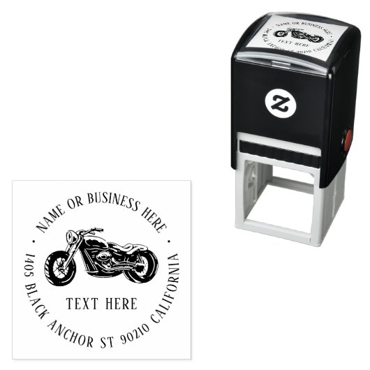 motorfietsenbikernaam en retouradres zelfinktende stempel (In situ)