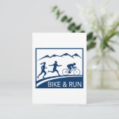 motorfietsenrace met marathonloper briefkaart (Staand voorkant)