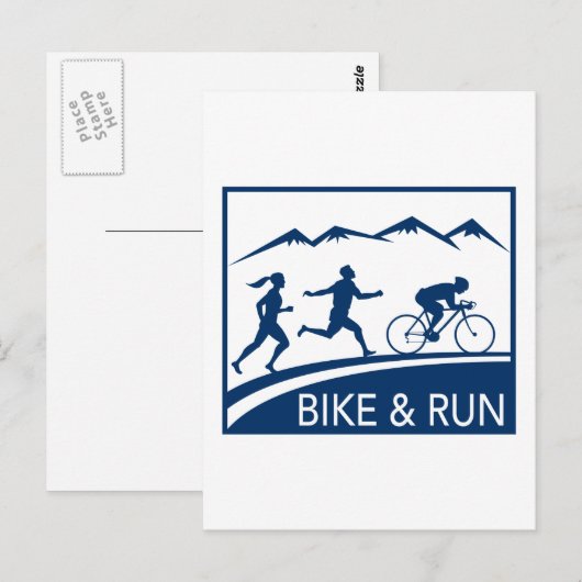 motorfietsenrace met marathonloper briefkaart (Voorkant / Achterkant)