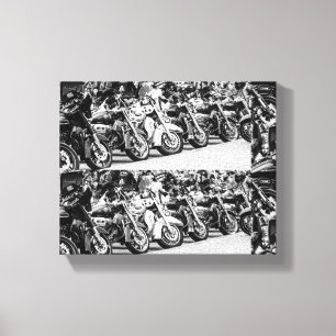 Motorfietsenrijders rijwielen - Gegevens Canvas Afdruk