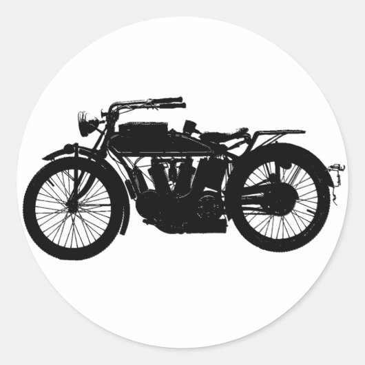  motorfietsensilhouet in Rich Black Ronde Sticker (Voorkant)