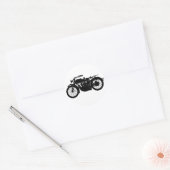  motorfietsensilhouet in Rich Black Ronde Sticker (Envelop)