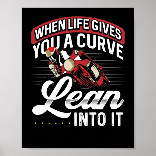 Motorfietser als live je een curve geeft poster (Voorkant)