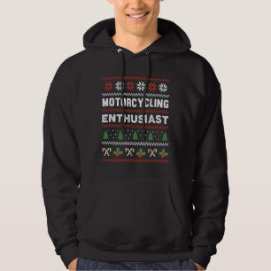 Motorfietser enthousiast over Ugly KerstSweater Hoodie