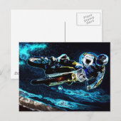 motorfietser met motorfietswiel briefkaart (Voorkant / Achterkant)