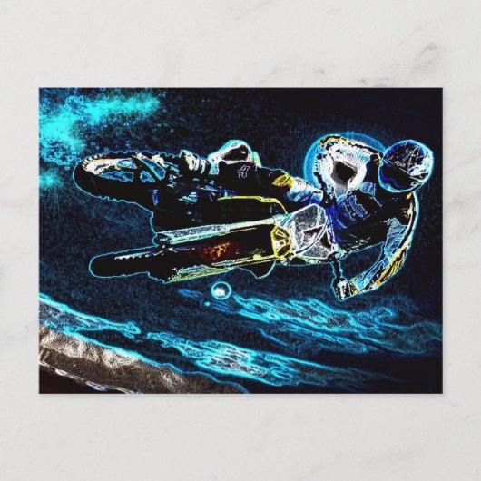 motorfietser met motorfietswiel briefkaart (Voorkant)