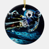 motorfietser met motorfietswiel keramisch ornament (Voorkant)