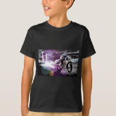motorfietser met motorfietswiel t-shirt (Voorkant)