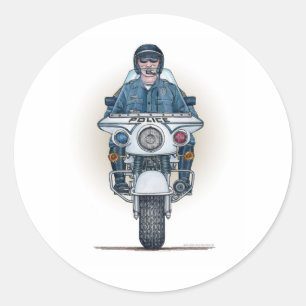 Motorfietser van politie ronde sticker